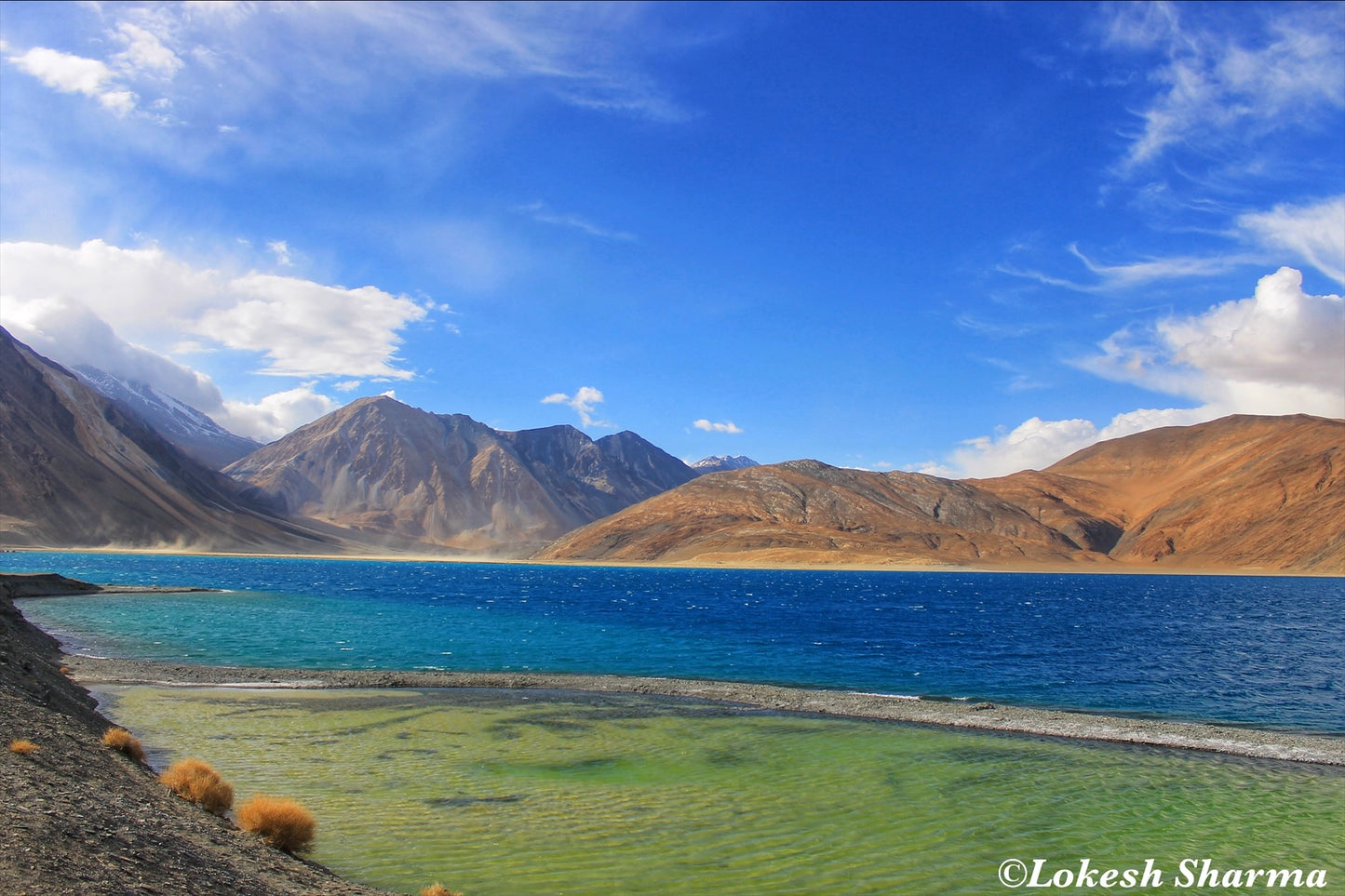 The Calmness in Sapphire at Pangong Tso Lake in Ladakh