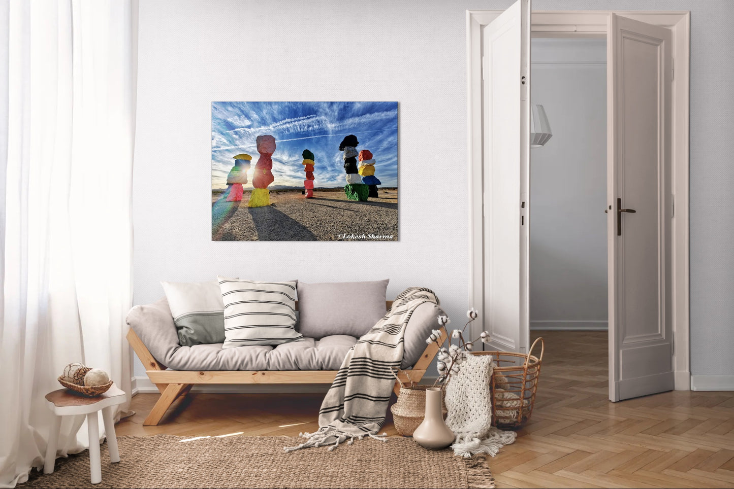 Stone art refuses to blend in the desert at seven magic mountains, Vegas