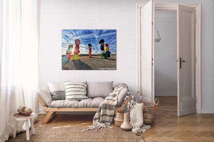 Stone art refuses to blend in the desert at seven magic mountains, Vegas